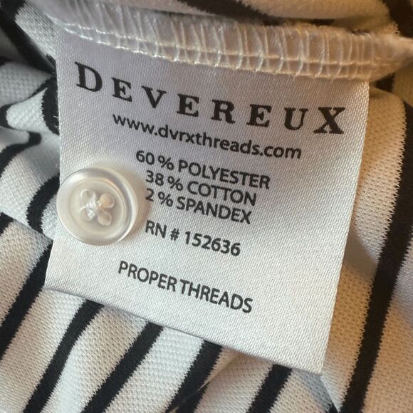 Devereux Men's Striped Collared Long Sleeve Polo Shirt Black White Size Medium - Picture 6 of 9